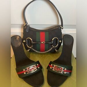 Gucci Web Horsebit Mini Bag with GG Monogram Heels Bundle